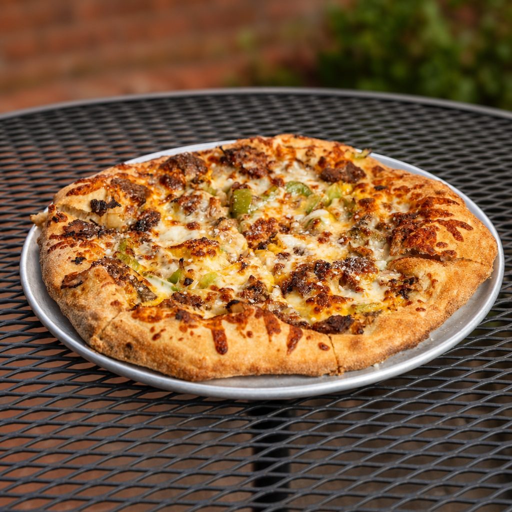 SM Philly Cheesesteak Pizza.